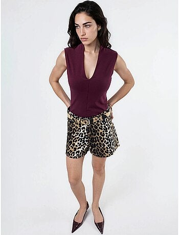 Blusa drappeggiata senza maniche con scollo a v busem