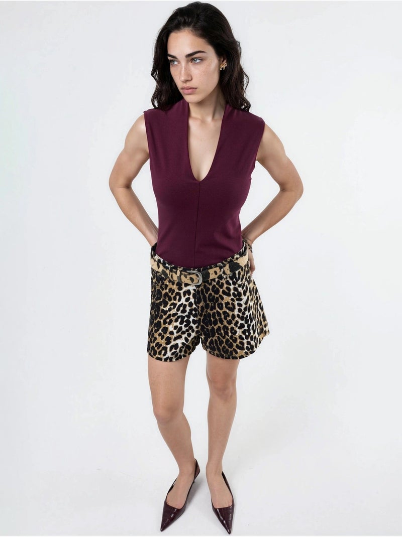 Blusa drappeggiata senza maniche con scollo a v busem Rosso bordeaux - Kiabi