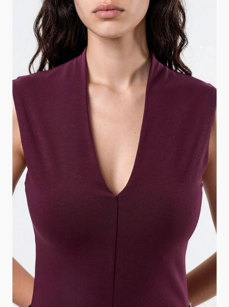 Blusa drappeggiata senza maniche con scollo a v busem Rosso bordeaux - Kiabi