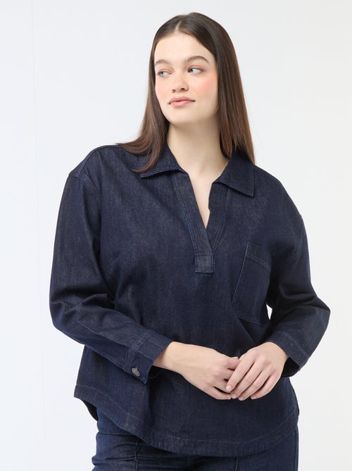 Blusa dritta in denim - Kiabi
