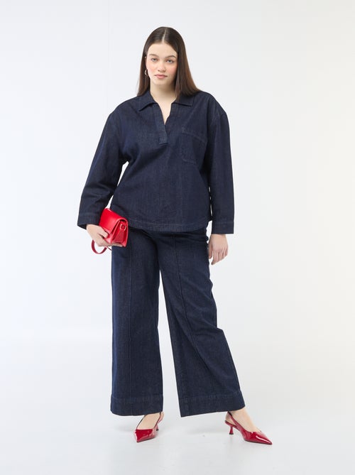 Blusa dritta in denim - Kiabi