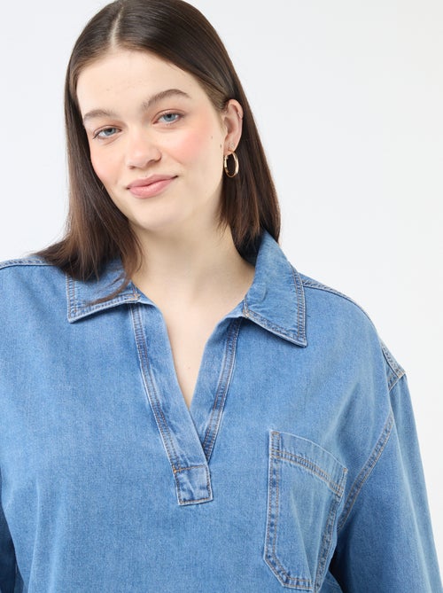 Blusa dritta in denim - Kiabi