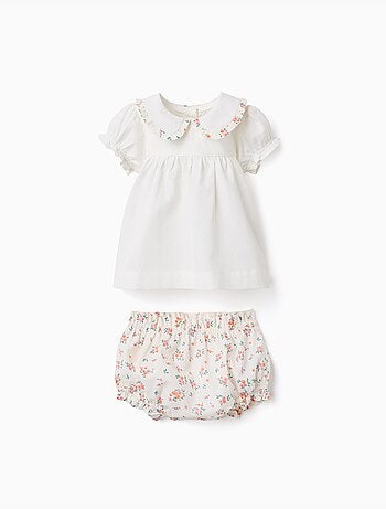 Blusa e bloomers in cotone con volant