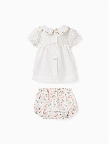 Blusa e bloomers in cotone con volant