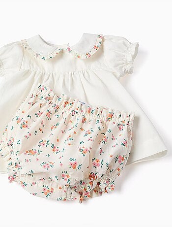 Blusa e bloomers in cotone con volant