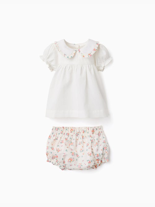 Blusa e bloomers in cotone con volant - Kiabi