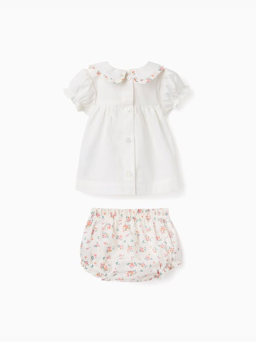 Blusa e bloomers in cotone con volant - Kiabi