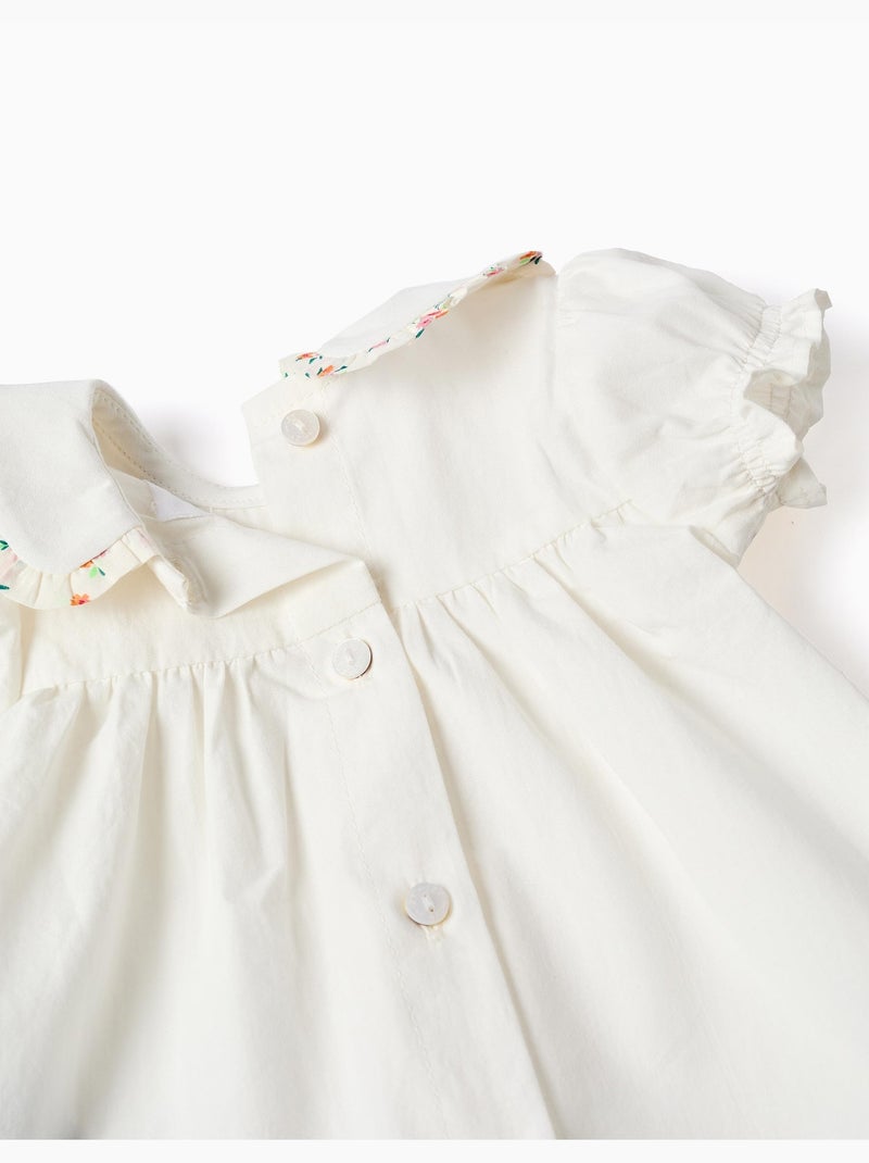 Blusa e bloomers in cotone con volant Beige chiaro - Kiabi