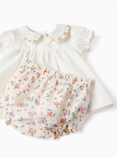 Blusa e bloomers in cotone con volant - Kiabi