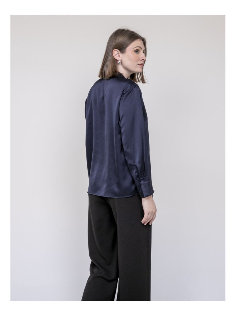 Blusa effetto satin OMALIA Blu marino - Kiabi