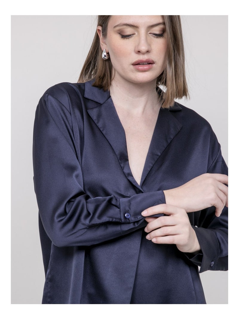 Blusa effetto satin OMALIA Blu marino - Kiabi