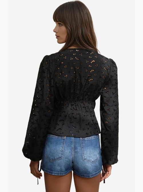 Blusa elegante testurizzata con scollo a v e maniche a palloncino hiccup - Kiabi Blusa elegante testurizzata con scollo a v e maniche a palloncino hiccup - Kiabi