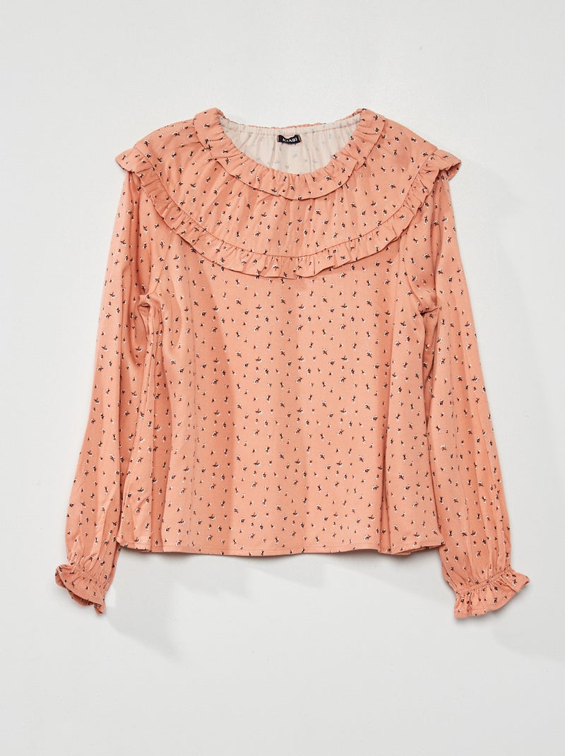 Blusa floreale con volant ROSA - Kiabi