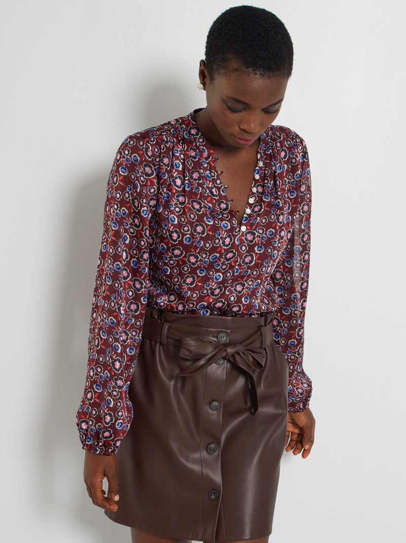 Blusa floreale MARRONE - Kiabi