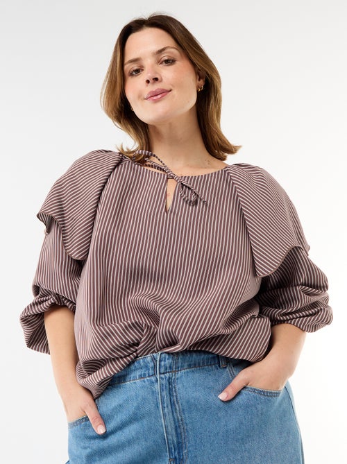 Blusa fluida a maniche lunghe con ampio volant sul collo - Kiabi