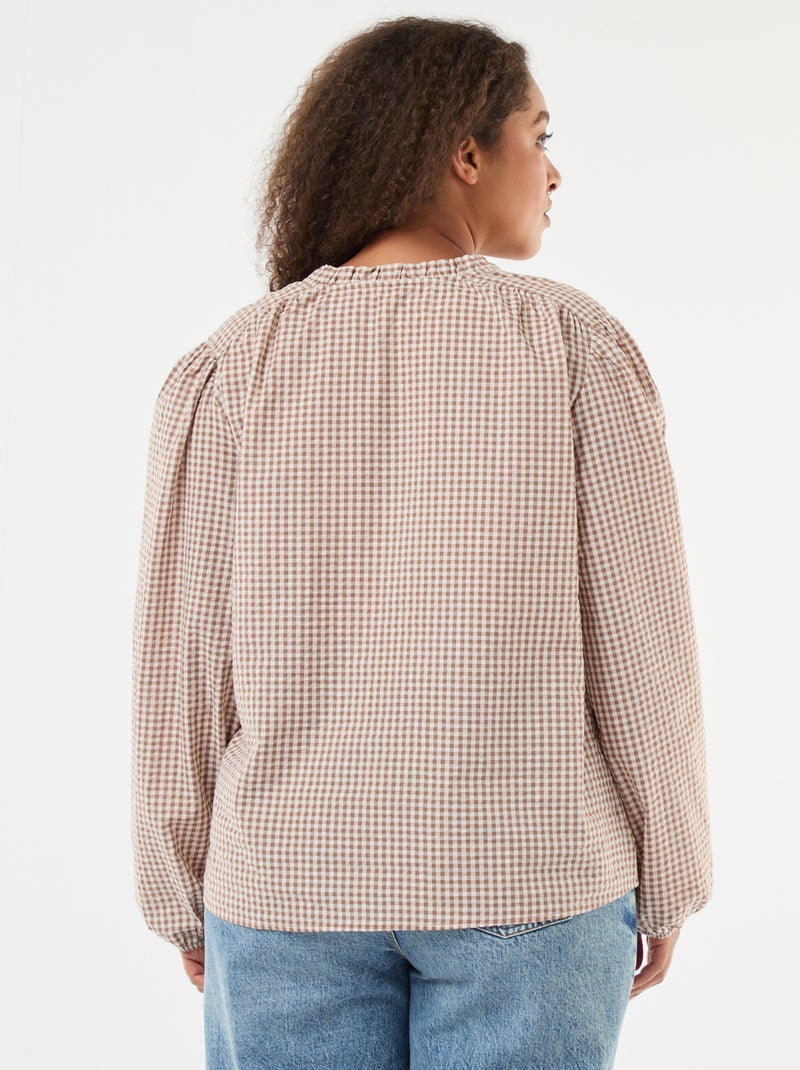 Blusa fluida a quadretti vichy Beige - Kiabi