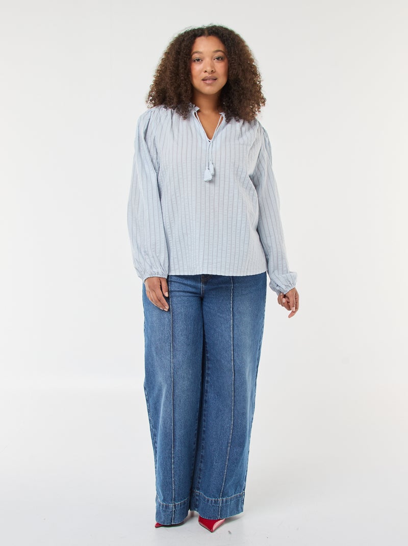 Blusa fluida a righe sottili Blu - Kiabi