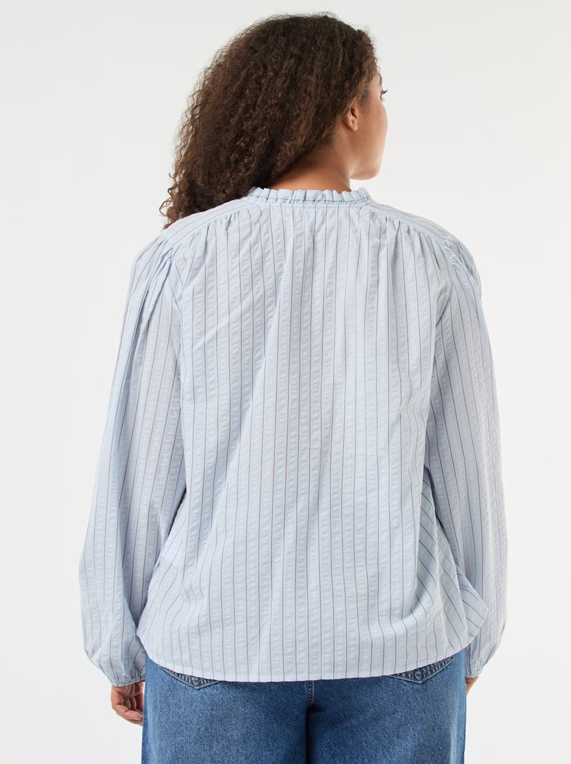 Blusa fluida a righe sottili Blu - Kiabi
