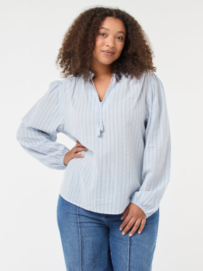 Blusa fluida a righe sottili Blu - Kiabi