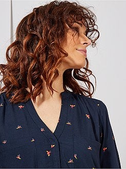 Blusa fluida colletto alla tunisina - Kiabi