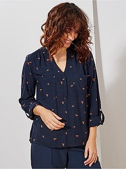 Blusa fluida colletto alla tunisina - Kiabi