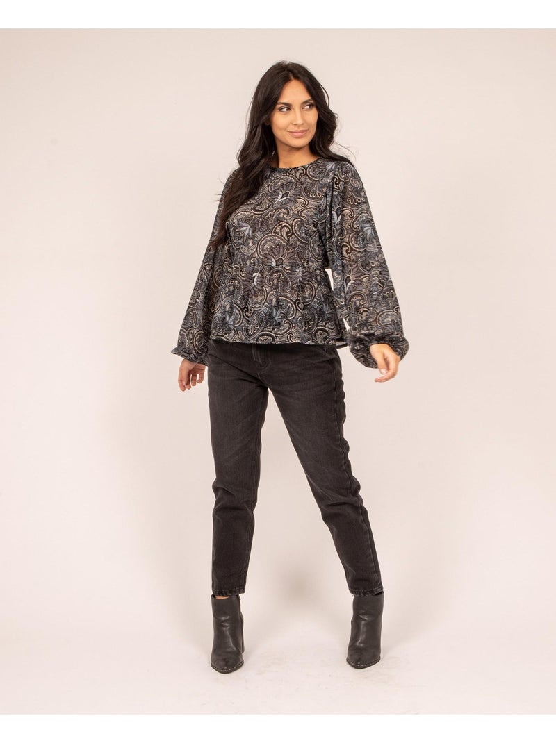 Blusa fluida con motivi FARAH Blu - Kiabi
