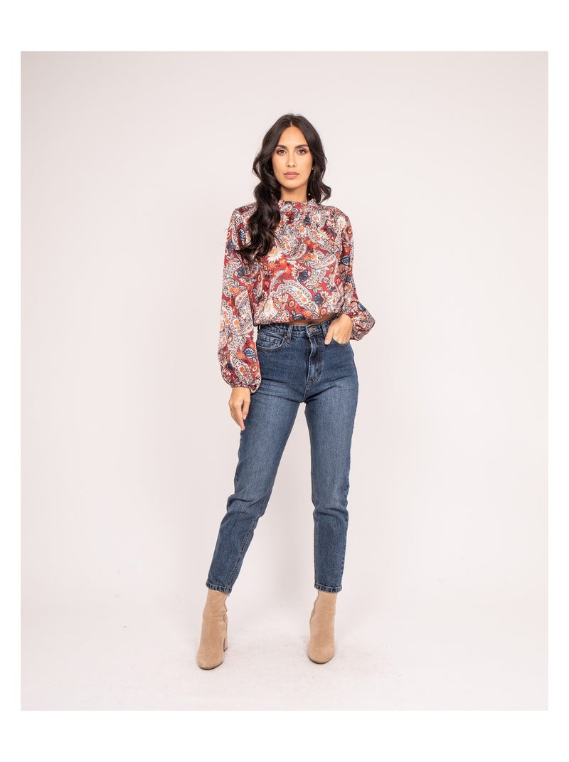 Blusa fluida con stampa FABUS Bordeaux - Kiabi