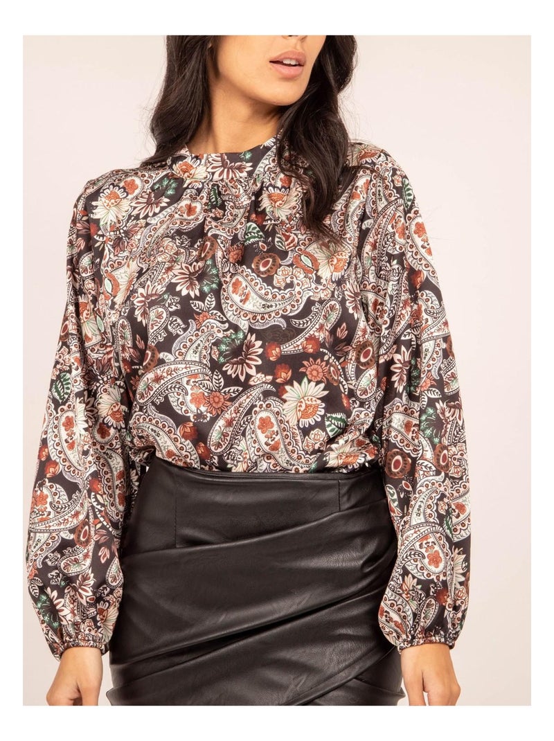 Blusa fluida con stampa FABUS Nero - Kiabi