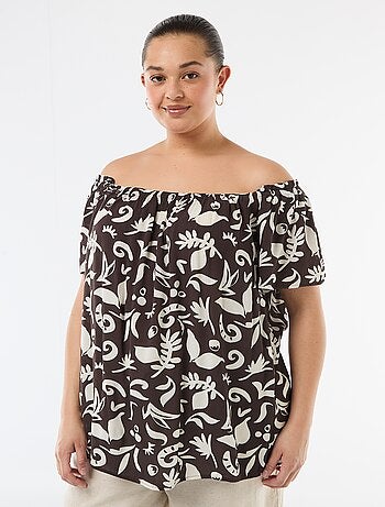 Blusa fluida crêpe a maniche corte