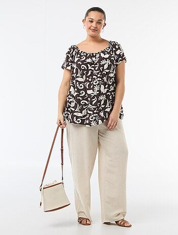 Blusa fluida crêpe a maniche corte