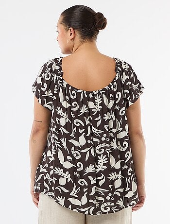 Blusa fluida crêpe a maniche corte