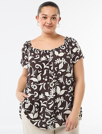 Blusa fluida crêpe a maniche corte