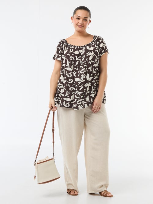 Blusa fluida crêpe a maniche corte - Kiabi