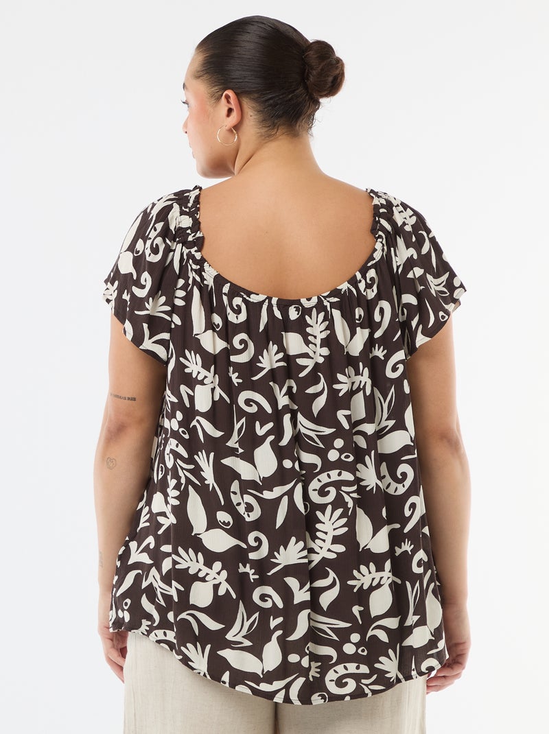 Blusa fluida crêpe a maniche corte Blu - Kiabi