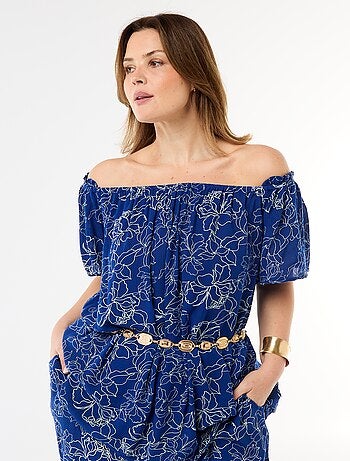 Blusa fluida crêpe a maniche corte