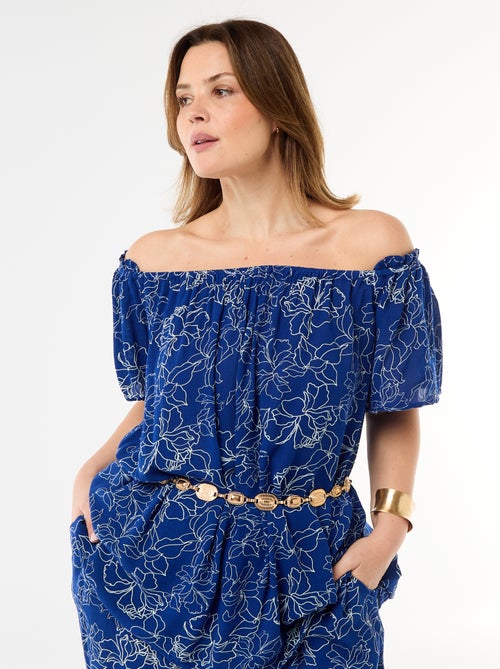 Blusa fluida crêpe a maniche corte - Kiabi