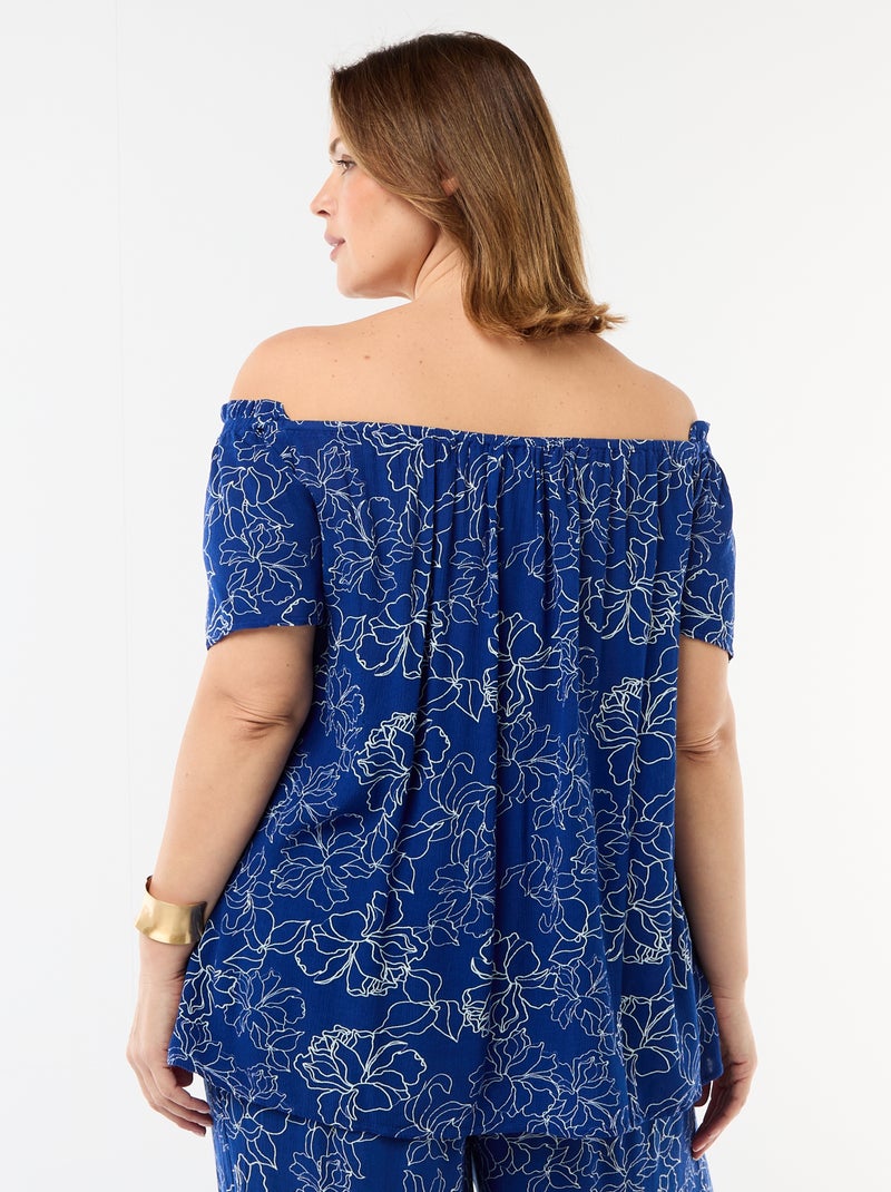 Blusa fluida crêpe a maniche corte Blu - Kiabi