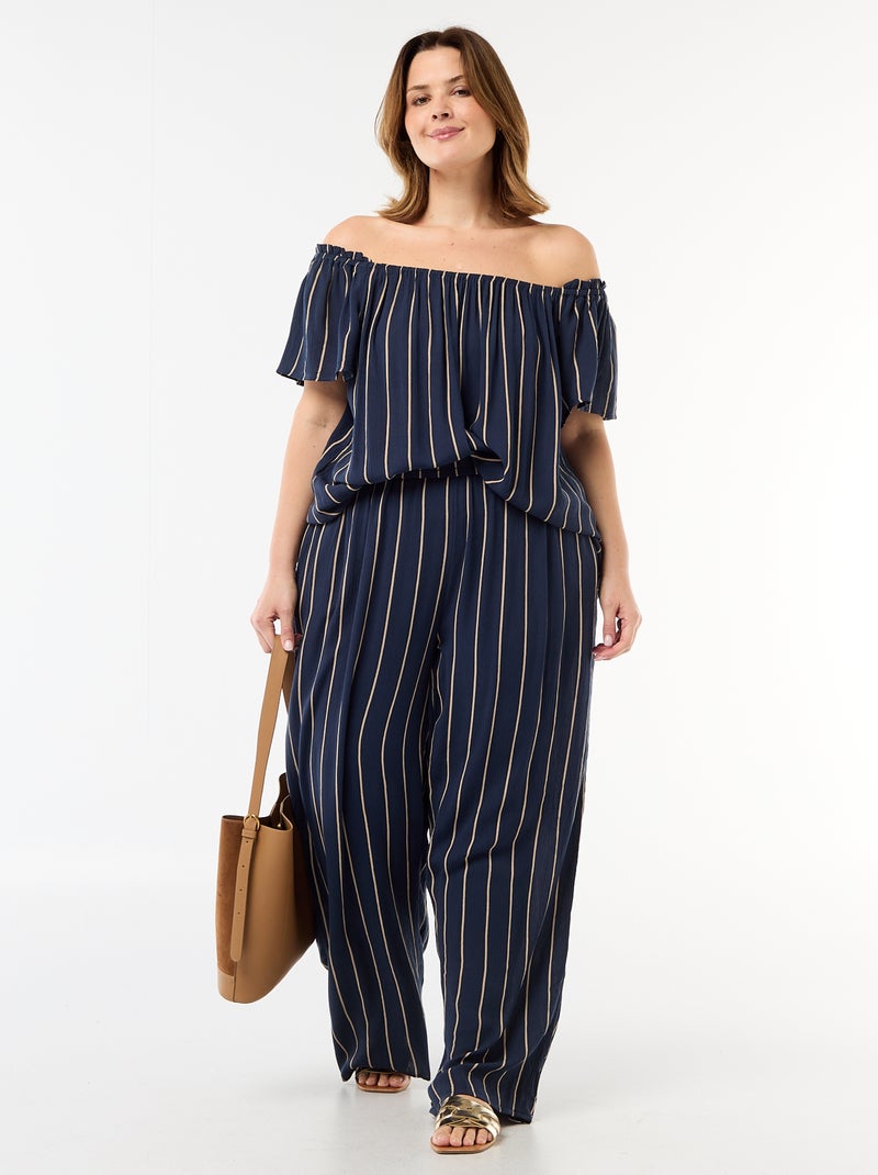 Blusa fluida crêpe a maniche corte Blu - Kiabi