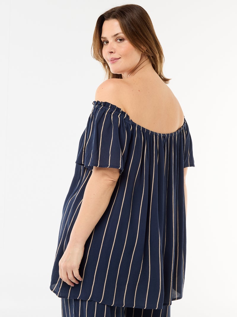 Blusa fluida crêpe a maniche corte Blu - Kiabi