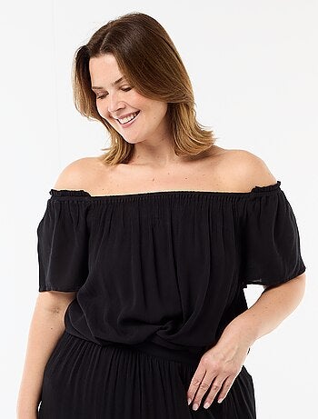 Blusa fluida crêpe a maniche corte