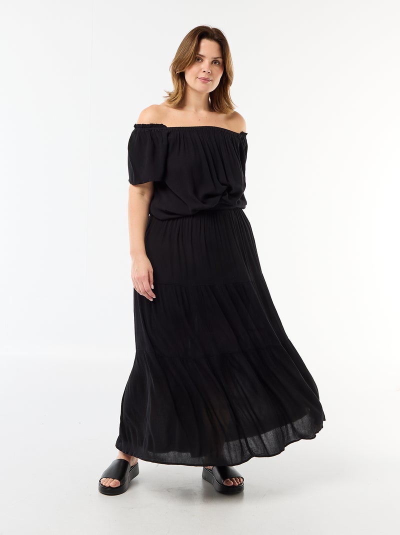 Blusa fluida crêpe a maniche corte Nero - Kiabi