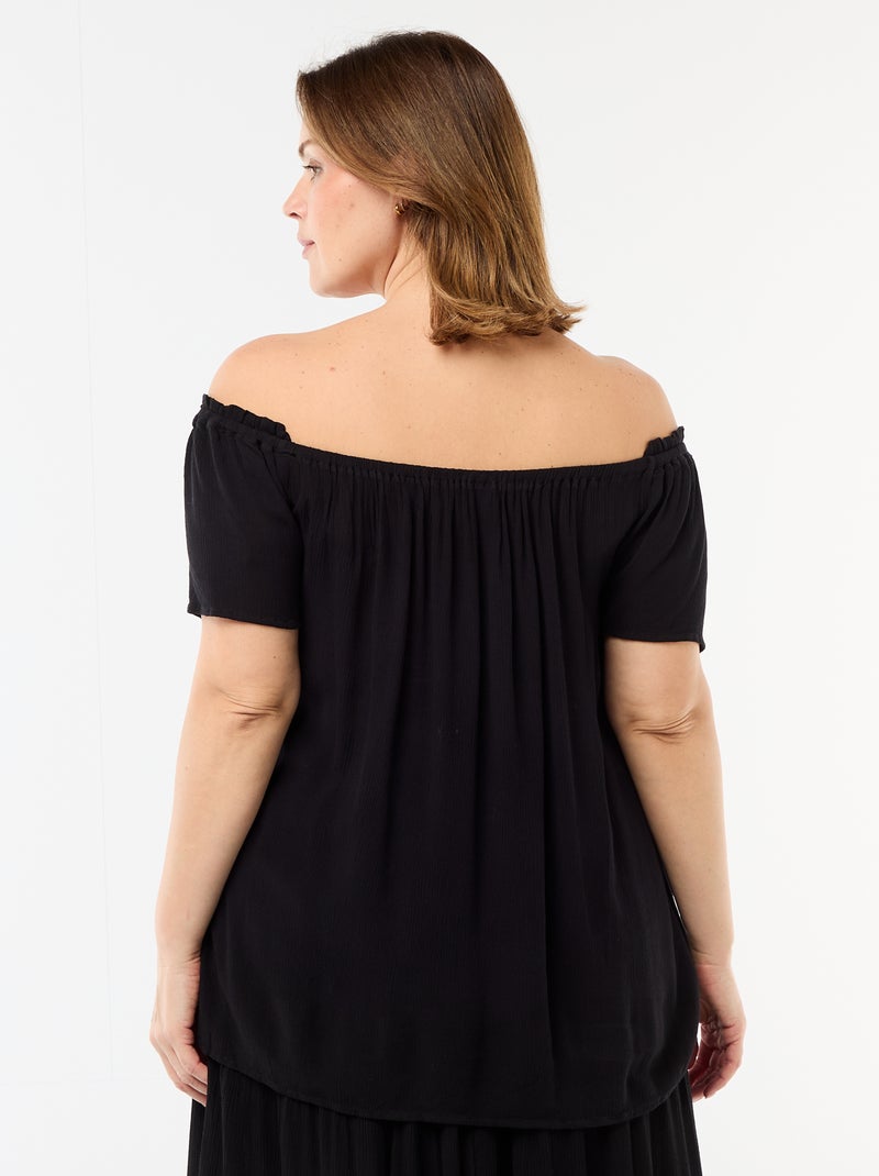 Blusa fluida crêpe a maniche corte Nero - Kiabi