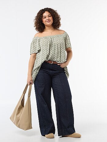 Blusa fluida crêpe a maniche corte