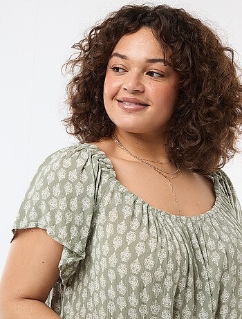 Blusa fluida crêpe a maniche corte