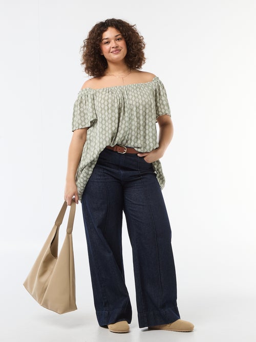 Blusa fluida crêpe a maniche corte - Kiabi