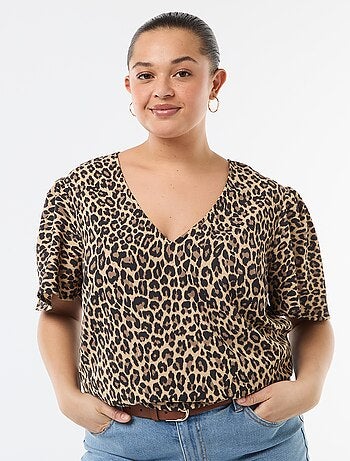 Blusa fluida tinta unita a maniche corte