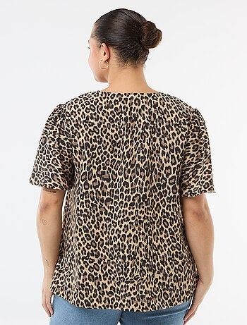 Blusa fluida tinta unita a maniche corte