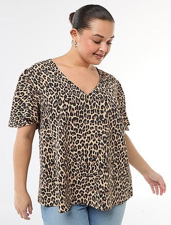 Blusa fluida tinta unita a maniche corte