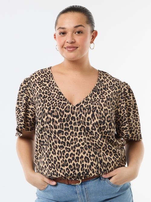 Blusa fluida tinta unita a maniche corte - Kiabi