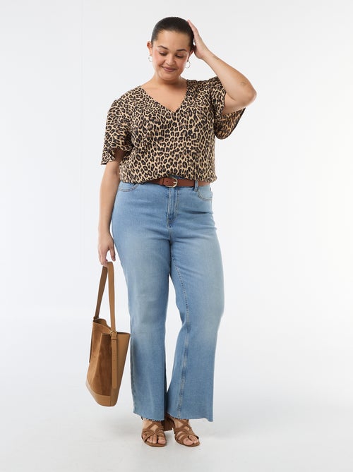 Blusa fluida tinta unita a maniche corte - Kiabi